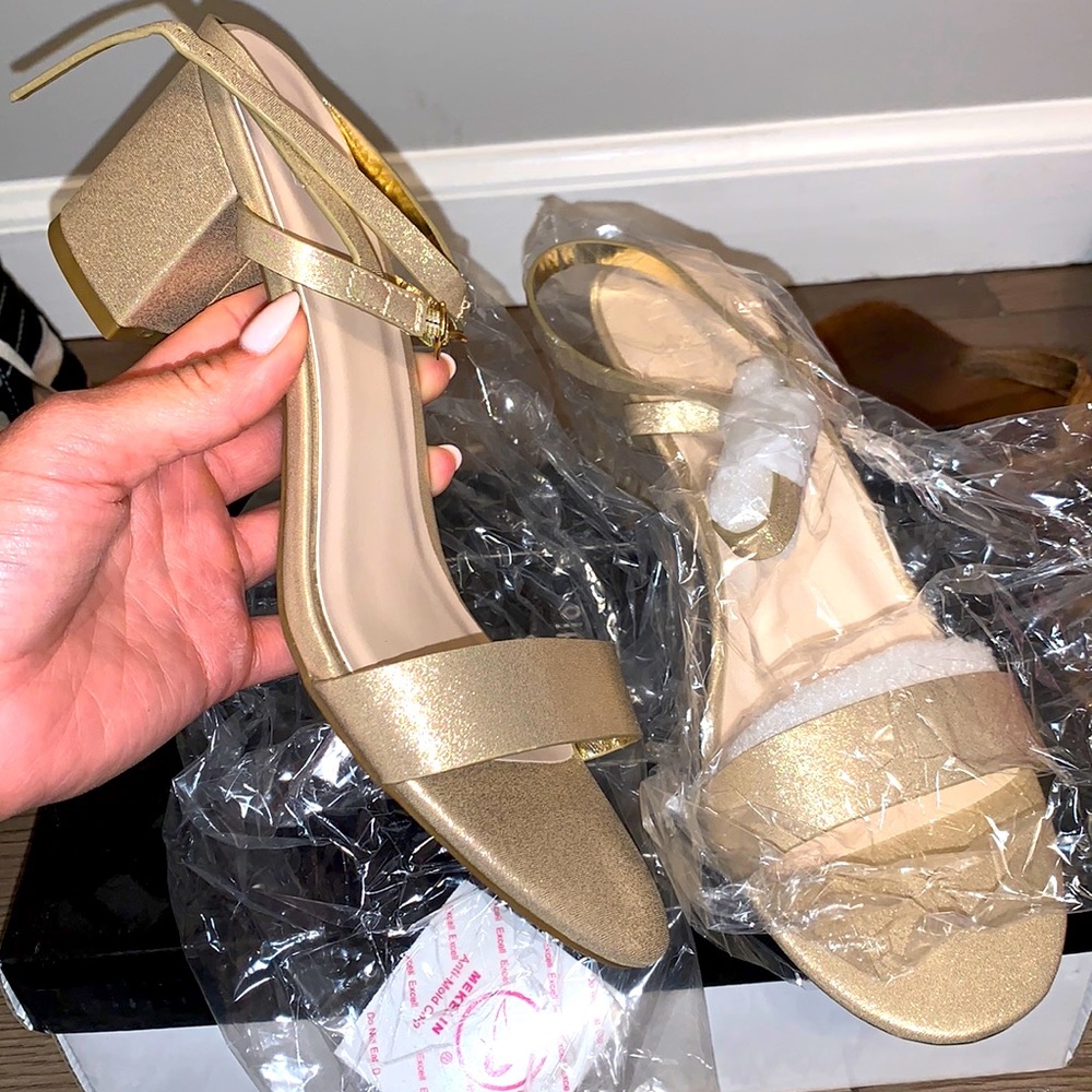 David’s Bridal Champagne Block Heel